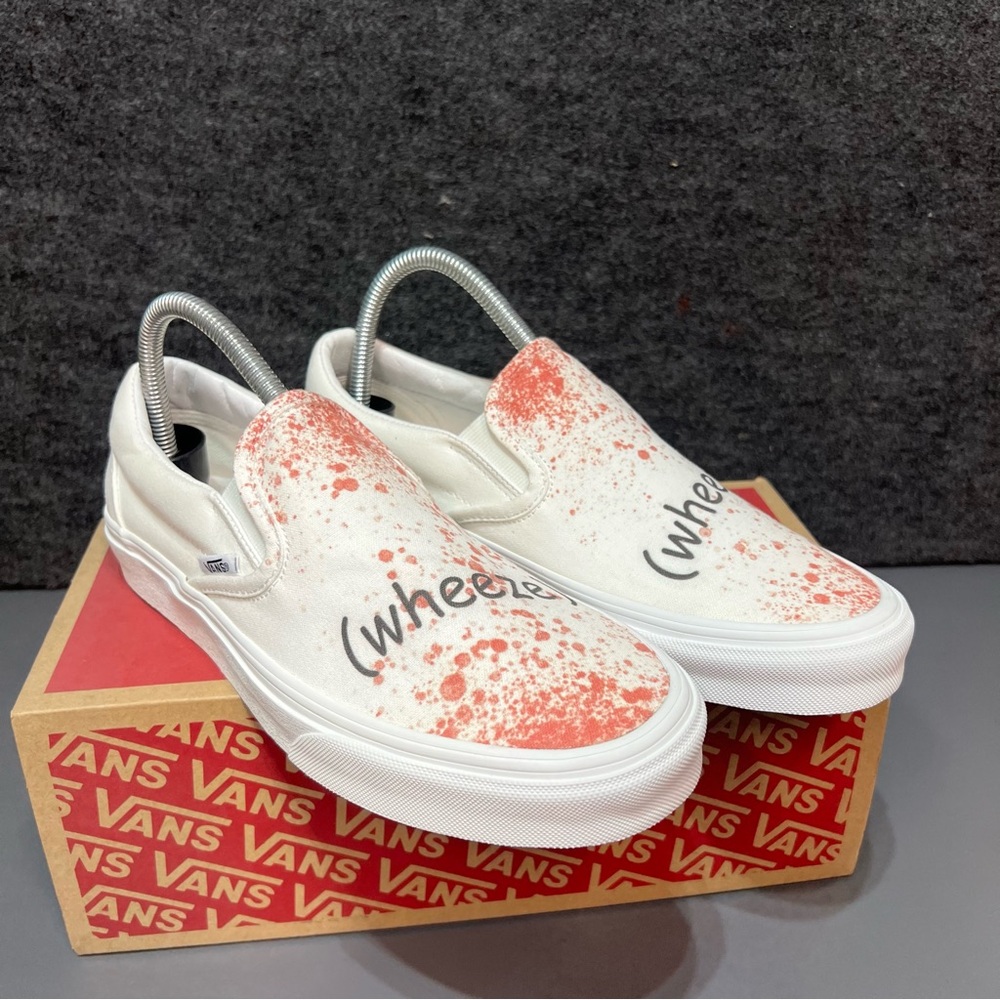Vans “UNSOLVED Blood Splatter (wheeze)” Slip Ons Size 8.5 Women’s /7 Mens